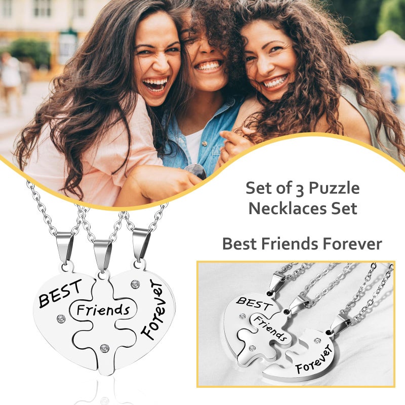 OIDEA Sets of 3pcs Stainless Steel Friendship Best Friends Forever Messages Puzzle Necklaces for Mother's Day Gifts,with Chains Included - Image 5